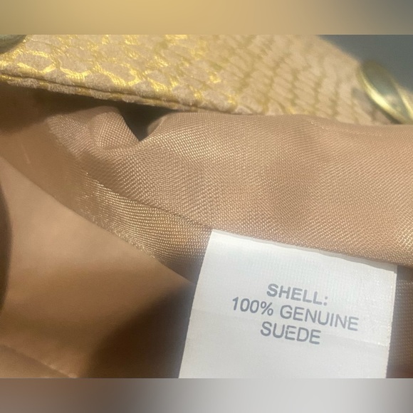 Women’s Vintage Di Vita Gold Metallic Genuine Suede Snake Print Blazer Jacket 8 - Picture 7 of 8